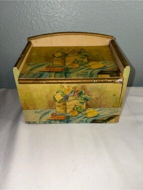Vintage recipe box Decorative Box in Yellow and Blue